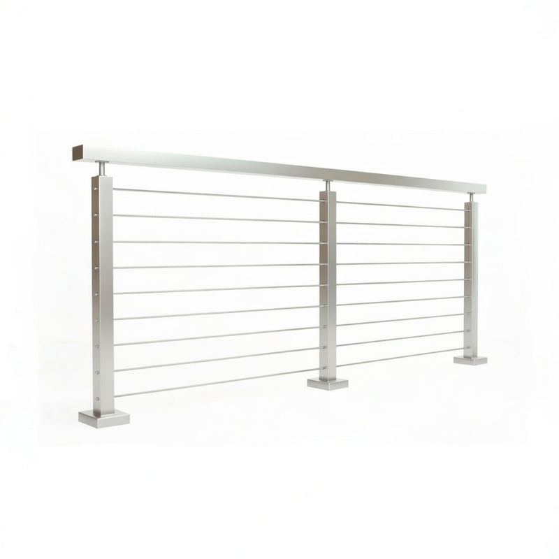 Stainless Steel Cable Railing – Steel Top – 8’ Sections